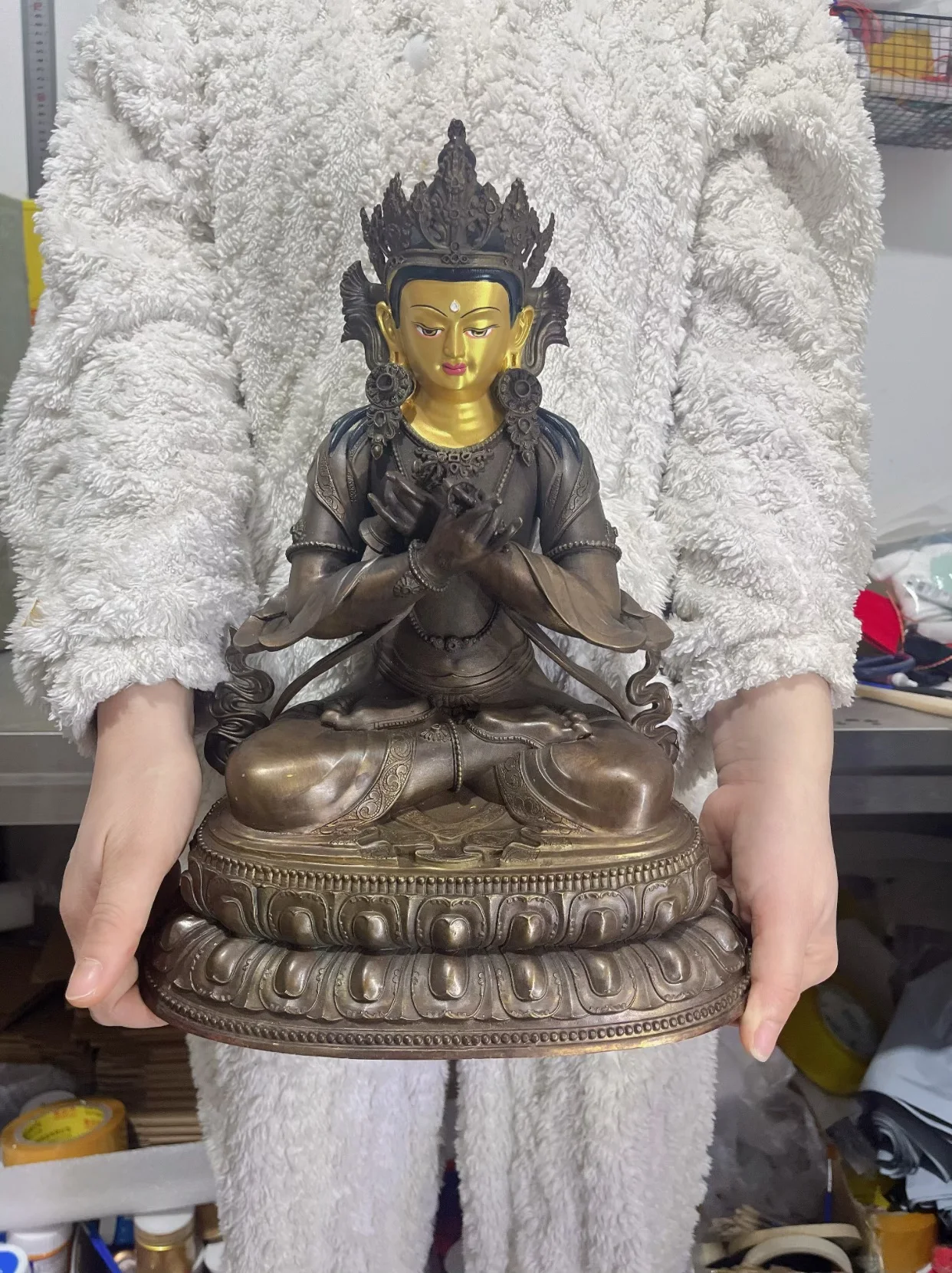 Rare Bronze Sculpture The Initial Buddha Doctrine Dharma Body Tibetan Buddhism Vajradhara Dorje Chang Vajrasattva god image