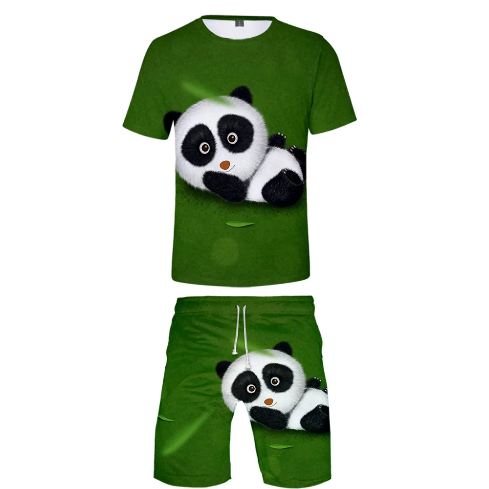 Cute Sleeping Panda 3D Printed Tees/Sets Summer Men Women T-Shirt&Shorts Suit Personality Joggers Tracksuit Streetwear Clothing