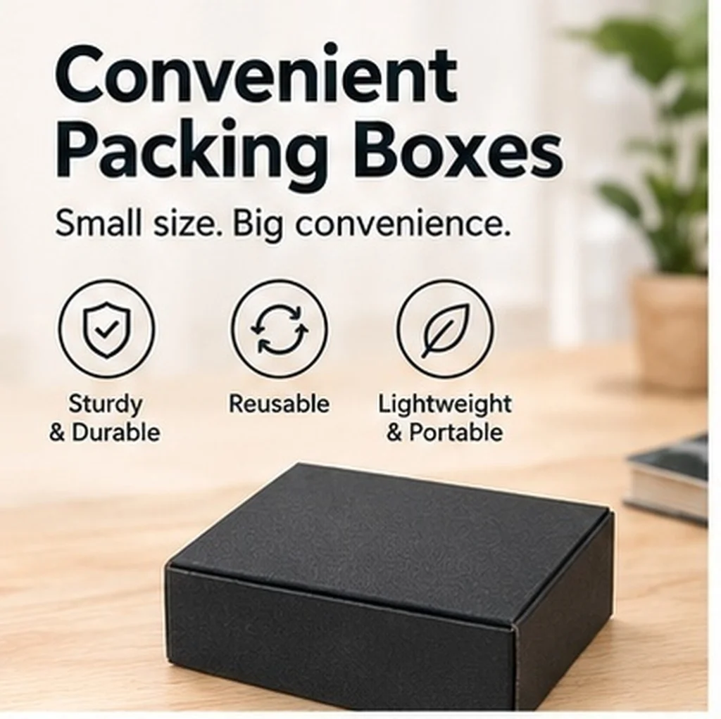 24Pcs Black Premium Folding Paper Shipping Boxes Heavy Duty Storage Packing Boxes for Moving Small Items Clothes Phone Cases