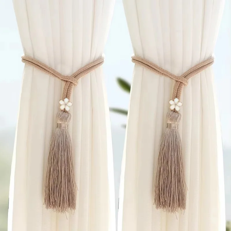2pcs French Minimalist Style Creative Adjustable Curtain Straps Decorative Rope Curtain Buckle Multi-Color Options