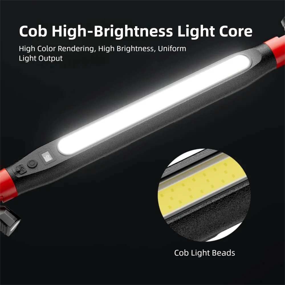 Rechargeable Underhood LED Work Light Magnetic Base 360° Adjustable With Hooks High Brightness For Car Repair Auto Garage