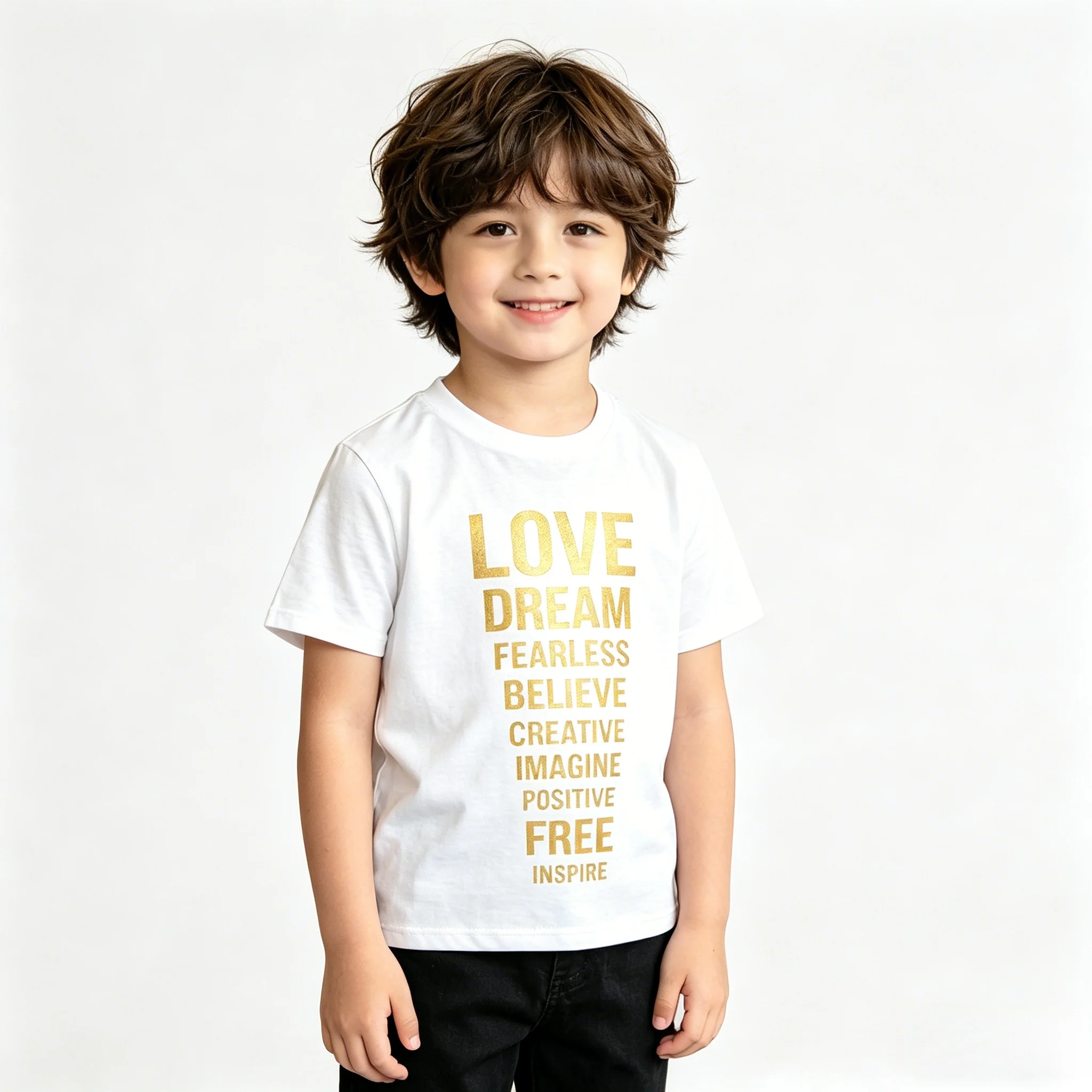 Motivational Print Trendy Kids Short Sleeve T-Shirt Cotton Soft Breathable Machine Washable for Play Sports Outdoor Daily Casual