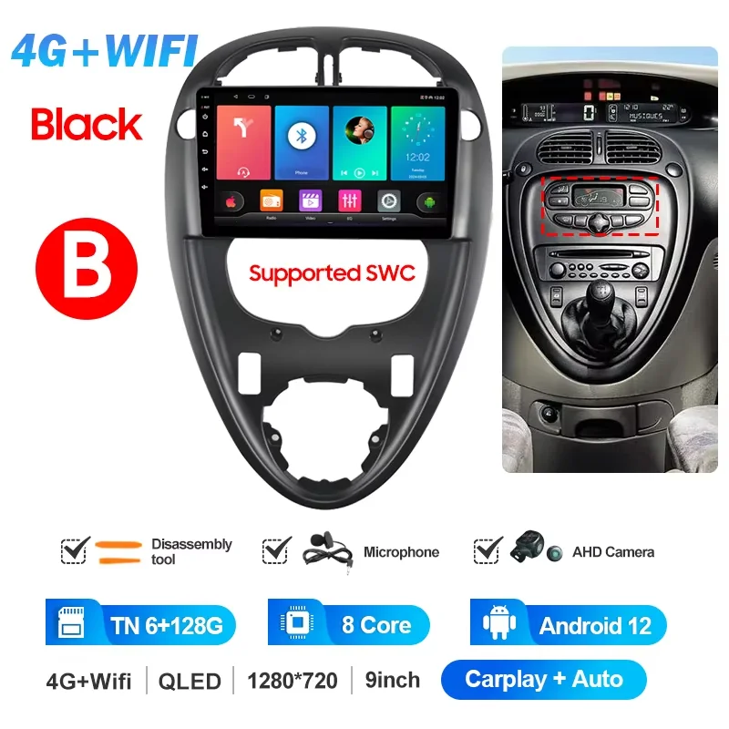 QSZN 2 Din Autoradio Voor Citroen Xsara Picasso 1999-2010 WiFi + 4G Multimedia Video Player Stereo GPS Navigatie Draadloze Carplay