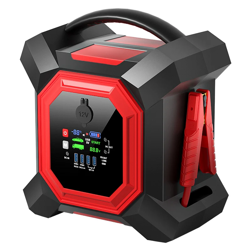 Car Truck Motorcycle Jump Starter 12V/24V 3000A 6000A 64000mAh Portable Emergency Booster Power Bank LED Light Digital Screen