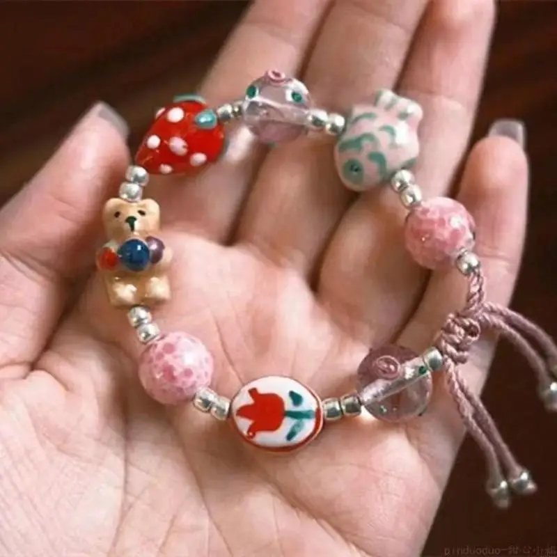 E0BE Elegant Bear Charm Bracelet Wristband Charm For Girls Seeking A Touch Of Whimsy