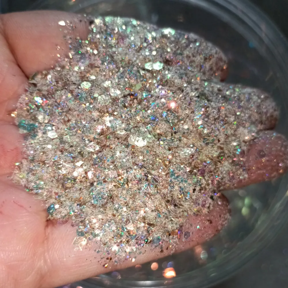 ผงกลิตเตอร์ผสมสีรุ้ง 50 กรัม/ถุง สำหรับตกแต่งเล็บ กลิตเตอร์วิ้งๆ แบบเมอร์เมด โฮโลแกรม ผงกลิตเตอร์แบบเป็นก้อน