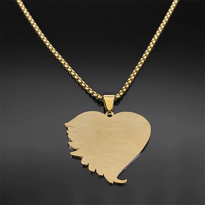 Aesthetic Hummingbird Wing Heart Necklace for Women Men Stainless Steel Those We Love Dont Go Away Chain Jewelry NZZZ545S02