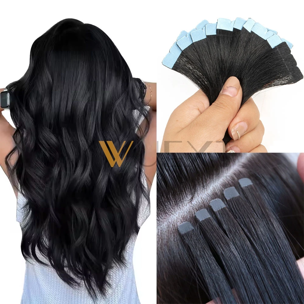 

Mini Tape Hair Extensions Machine Remy Human Hair Adhesive Tape In Human Hair Natural Straight Invisible Tape 3x0.8cm 10pcs/pack