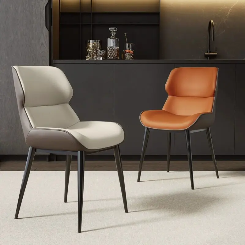 Modern Minimalist Dining ChairLuxury Italian Side Chair with BackrestVelvet Seat for Kitchen Living RoomComfortable Accent Stool