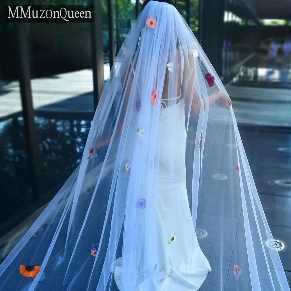 

MMQ M72 Colorful Flower Bridal Veil Cathedral 4M Super Wide Extr