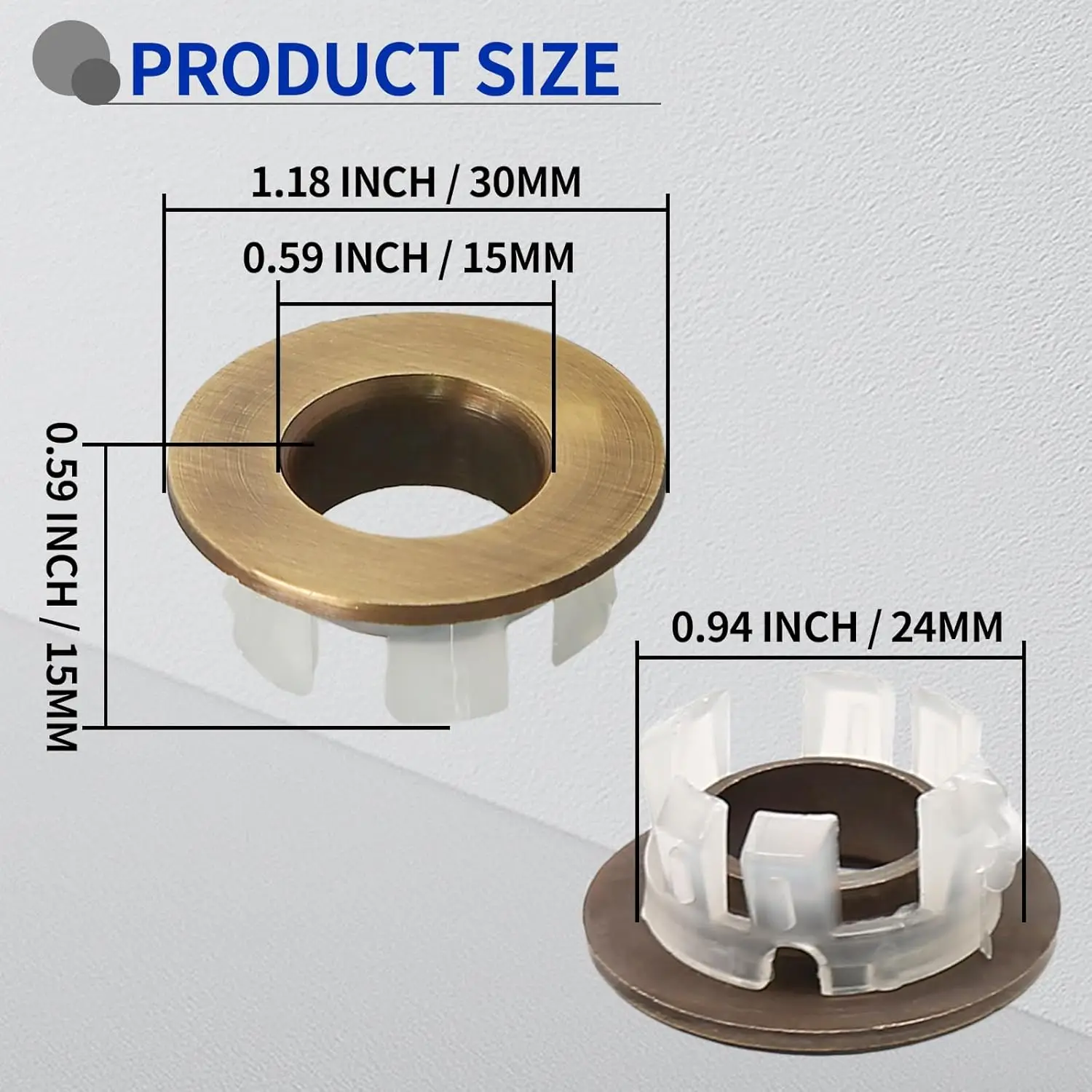 3pcs Brass Plastic Sink Overflow Trim Ring Basin Overflow Ring, Kitchen Sink Overflow Cover Bathroom Sink Drain Cap, Chrome Over