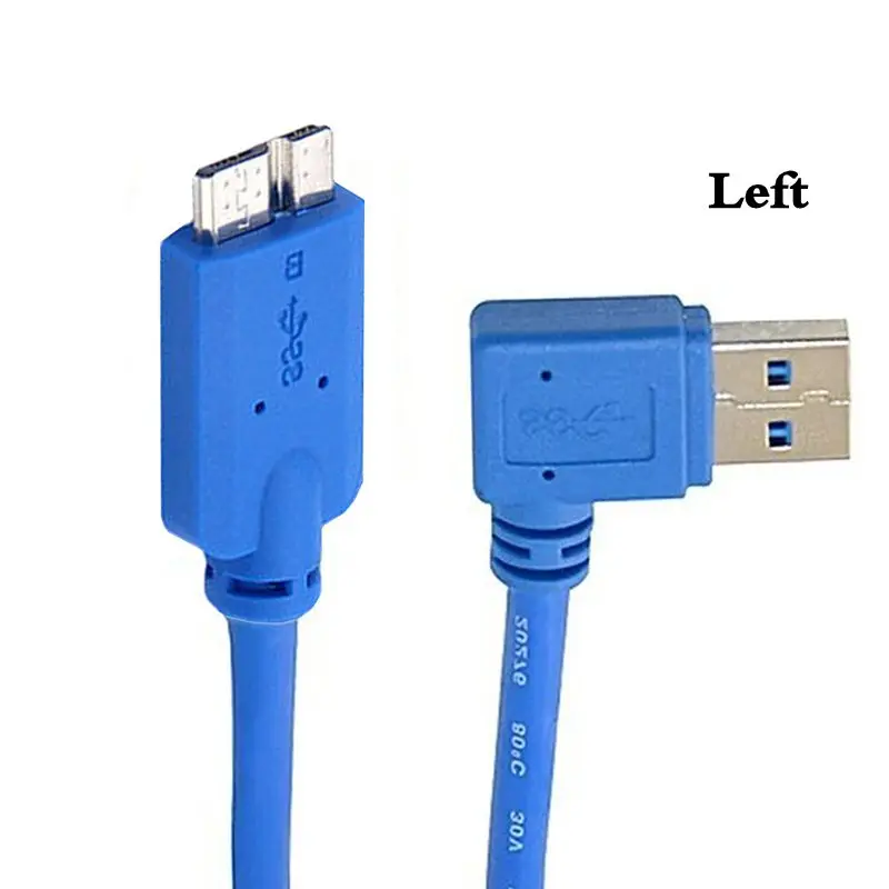 5Gbps USB 3.0 A Male to Micro B Male 90 Degree Left/Right Bend Mobile Hard Drive Digital Camera Data Cable