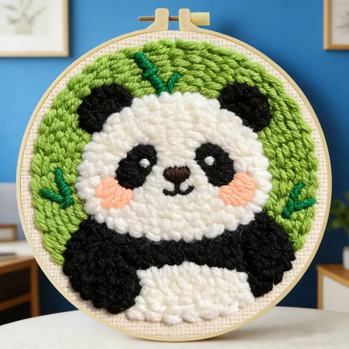 20X20CM/7,87 Zoll Tier - Panda Punch Needle Stickerei-Set, Stickerei-Kit, Gestrickte Stickerei, DIY Handgemachtes Geschenk – Detail 1