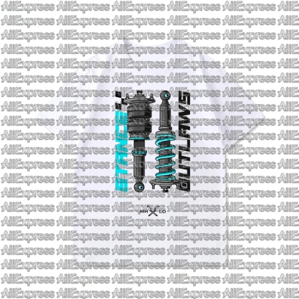 New Fashionable Retro T-shirts Modified By Automotive Culture Shock Absorber Association Loose Short Sleeves for Men and Women