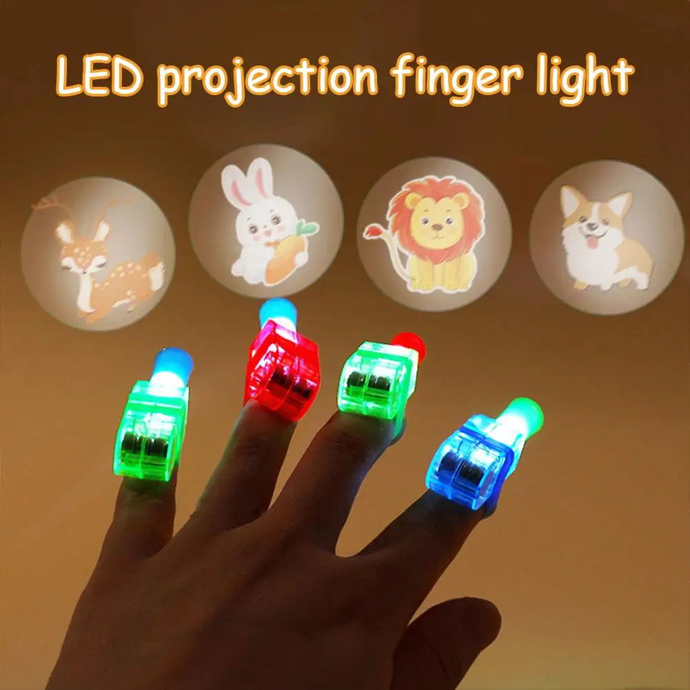 Desenhos animados LED Projector Light, cores misturadas, lâmpada de dedo, festa de aniversário, Natal, decoração do casamento, brinquedos infantis, A2E5, 1Pc