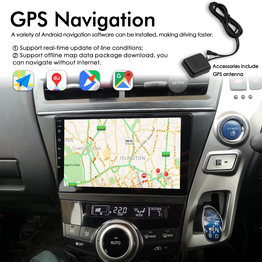 128GB Android 14 AI Voice Car Radio GPS Navigation For Toyota Prius Plus Alpha 2012-2015 Multimedia Video Player CarPlay Stereo