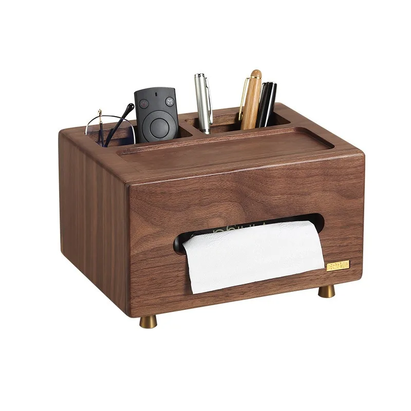 

Coffee table wooden storage box Walnut multi-functional tissue box Household living room tea table