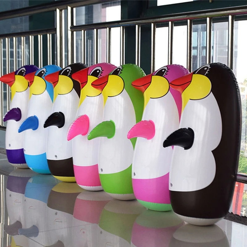 36cm/45cm/70cm PVC Inflatable Toy Cartoon Penguin Tumbler Children Gift D5QF