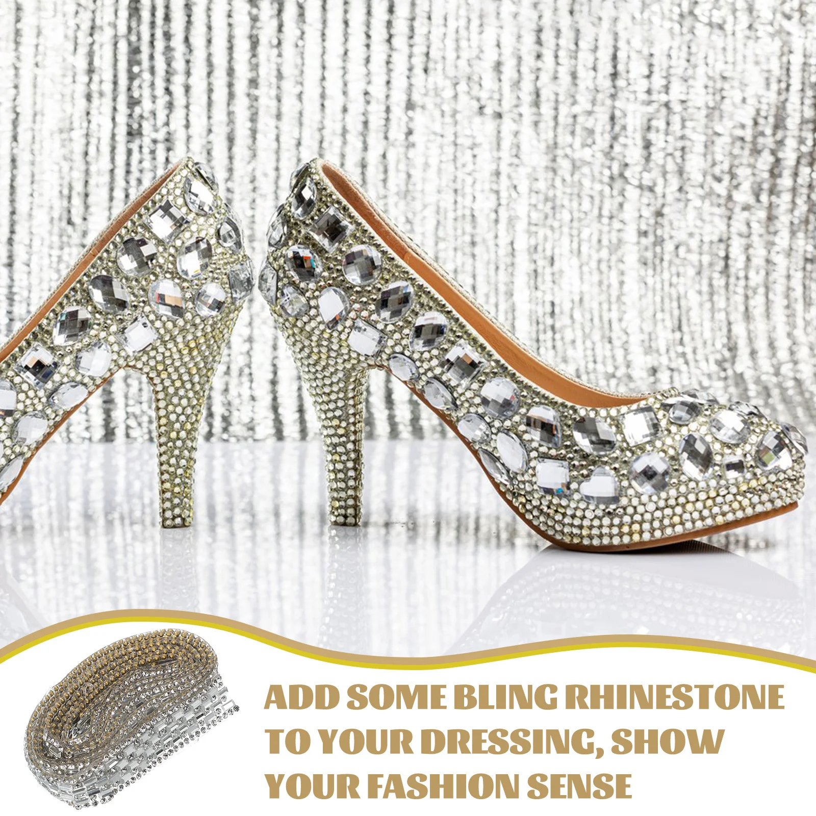 

Decorative Rhinestone Ribbon Iron on Bling Trim for Crafts Clothes Gifts DIY Decor Rhinestone Ribbon Rhinestones for Fabric