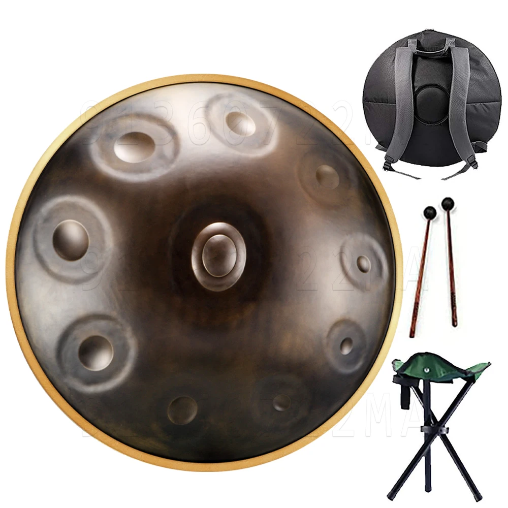 440Hz Hluru D minor handpan drum 9/10 notes 22 inch tambor yoga meditation music drum instrument gift steel tongue drum