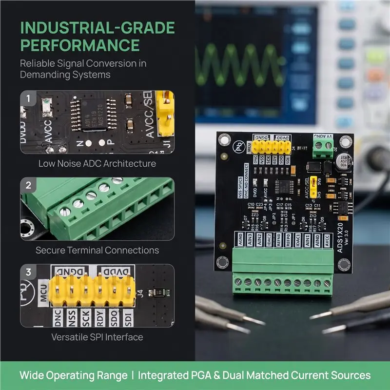 High Accuracy ADS1220 24-Bit ADC Module Analog-To-Digital Converter Data Acquisition For Industrial Weighing Applications