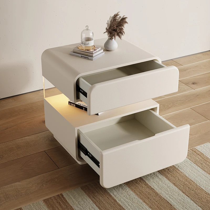 بريق الحديثة العصرية طاولة السرير كريم نمط ضوء الفاخرة طاولات السرير الحد الأدنى الفاخرة Mesitas De Noche أثاث غرفة نوم