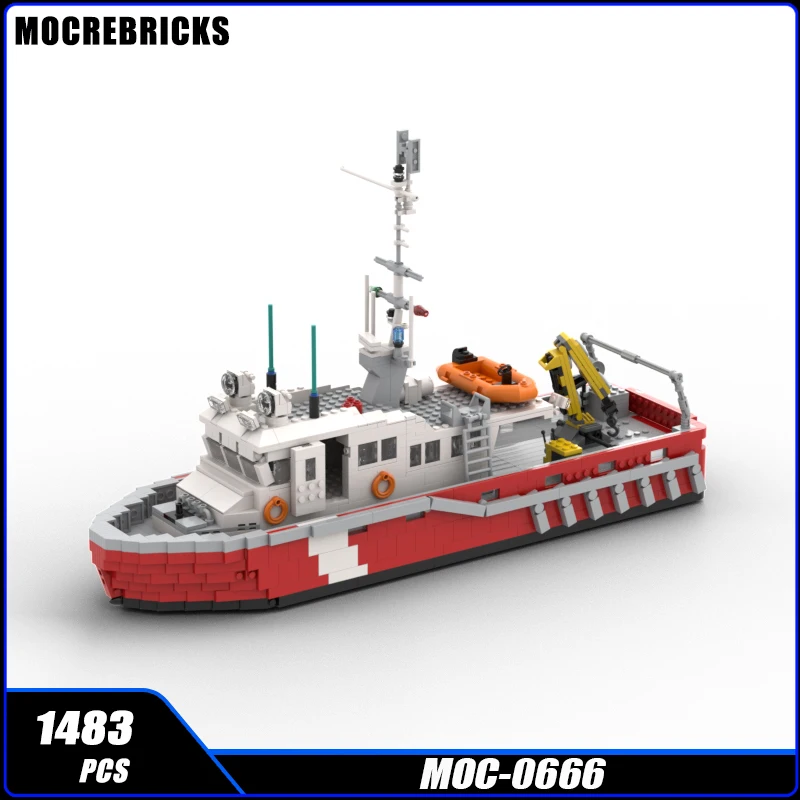 Military Series Red CCGS Ship Building Block DIY Model Puzzle MOC-0666 Education Collection Experts Puzzle Brick Toys for Gifts