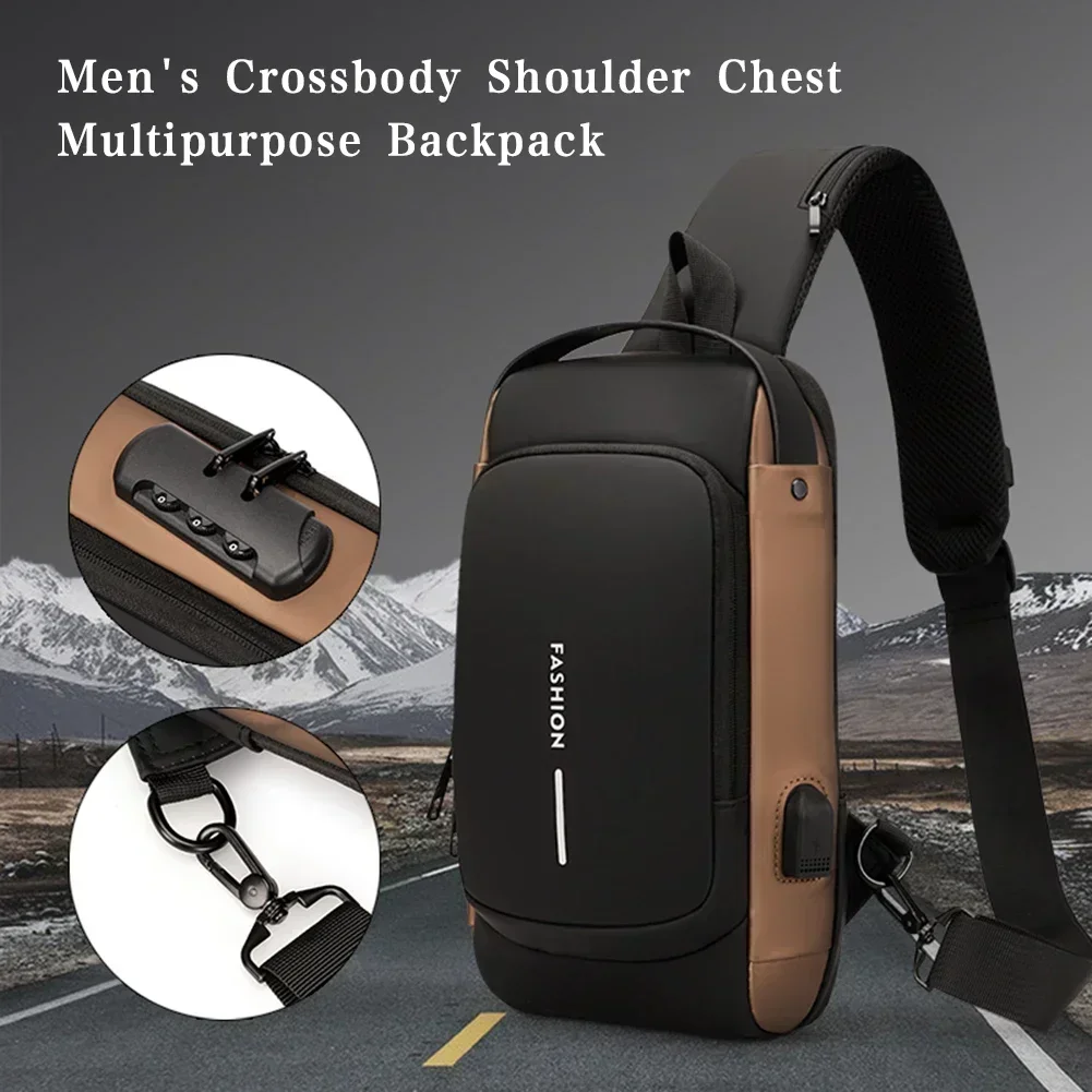 متعددة الوظائف مصمم مكافحة سرقة USB حقيبة كتف Crossbody السفر الرافعة حزمة رسول حزمة حقيبة صدر للرجال العلامة التجارية الفاخرة الرجال
