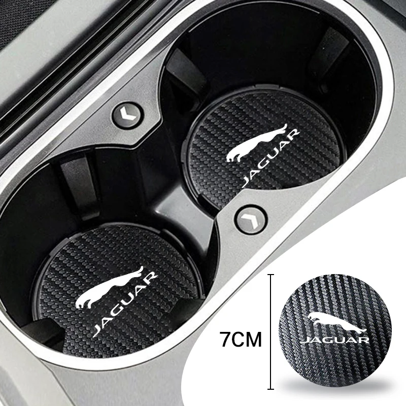 2pcs Car Silicone Coaster Anti-slip Mat Water Cup Pad for Jaguar XFL XEL E-PACE F-PACE F-TYPE XJ I-PACE X-X16 XE XK C-X75 X-TYPE