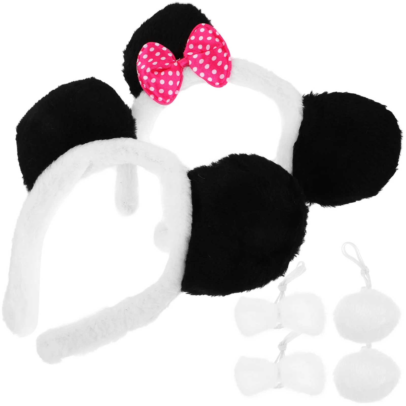 2 set di accessori per costumi da panda per donne, fasce, papillon, code, feste a tema, festival, divertimento di Halloween