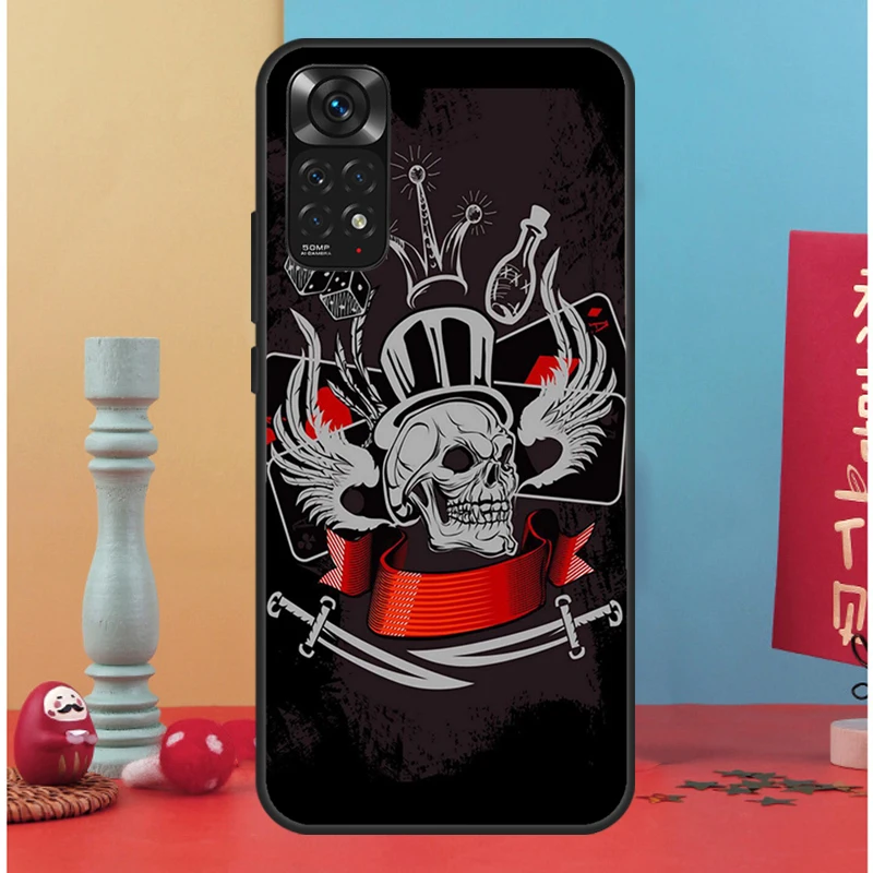 Gothic Skull Case For Xiaomi Redmi Note 11 10 9 7 Pro 10S 9S 8T Redmi 10 10A 10C 9A 9C 9T Soft Back Cover