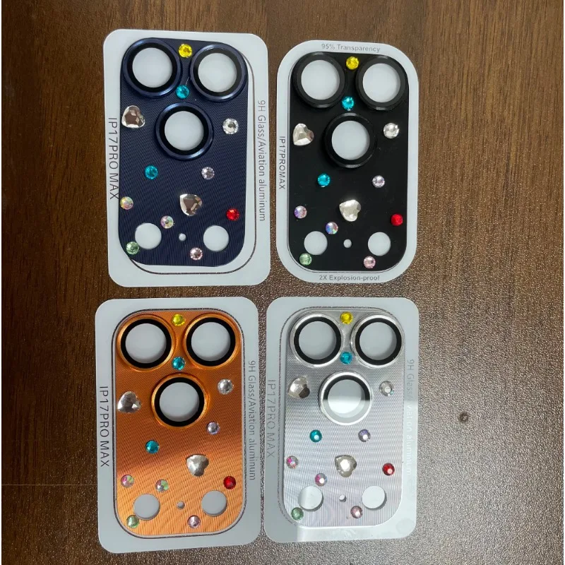 الإبداعية اليدوية حجر الراين DIY عدسة الكاميرا فليم غطاء آيفون 17 برو ماكس سبيكة حلقة HD تعريف غطاء حماية عدسة زجاجية