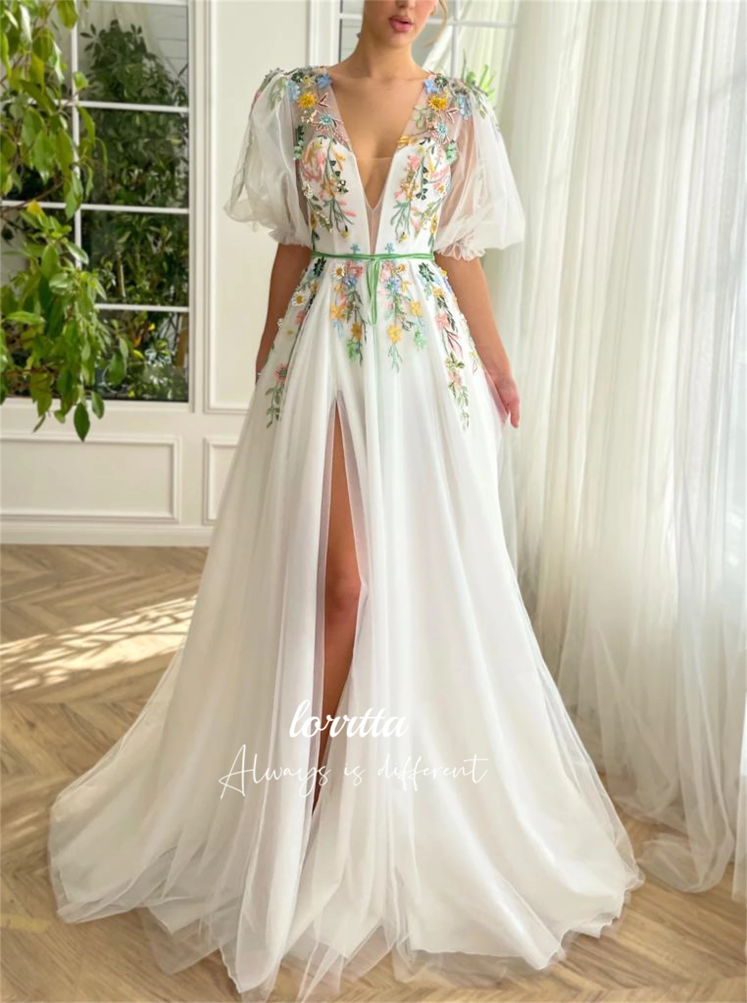 Linha a festa de casamento floral bordado tecido vestido de formatura bola luxuoso vestido de noite 2024 feminino elegante luxo personalizado