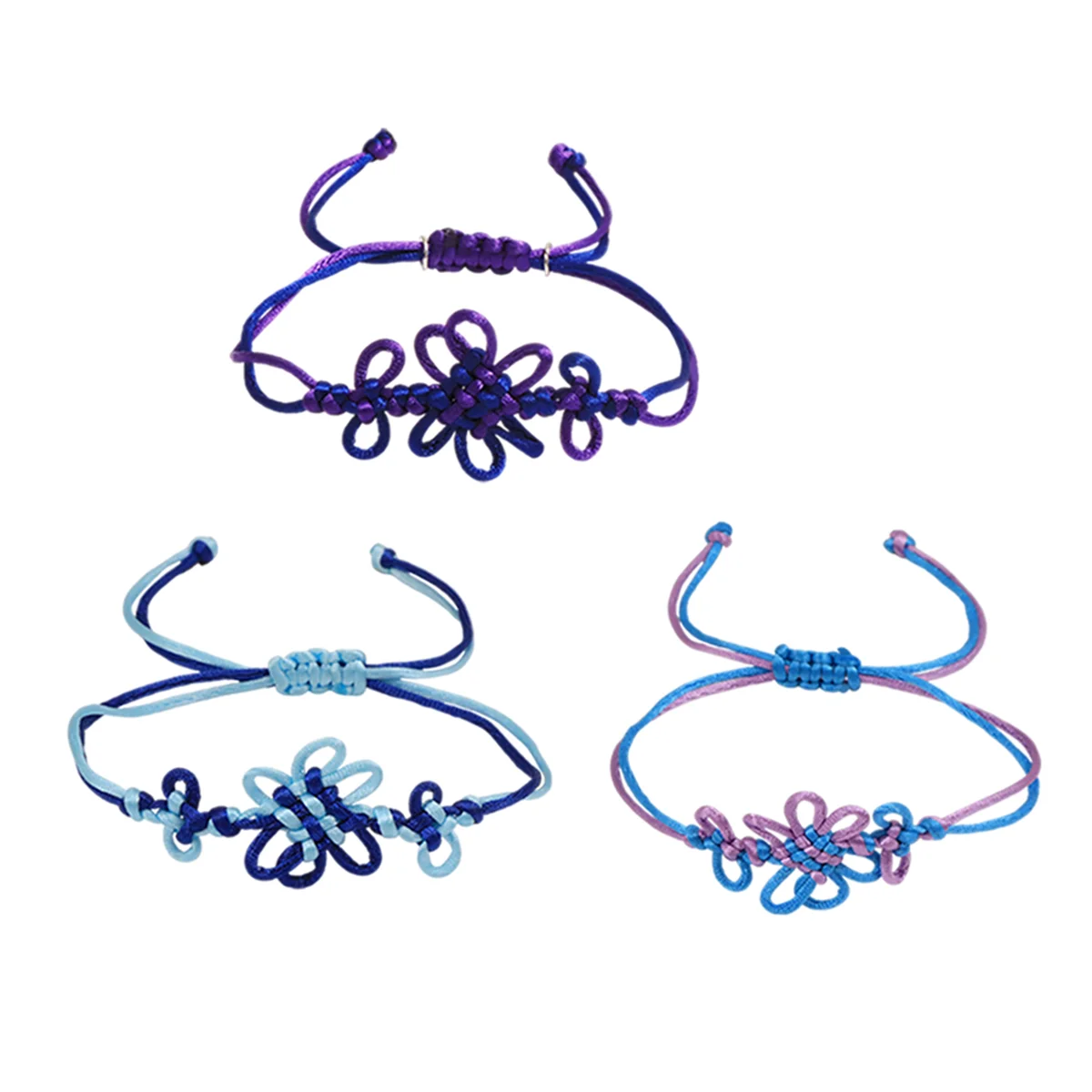 Hand Woven Kpop Demon Hunter Girl Group Chinese Knot Bracelet, Two Color Splicing Adjustable Size Lucky Wrist String Bracelet