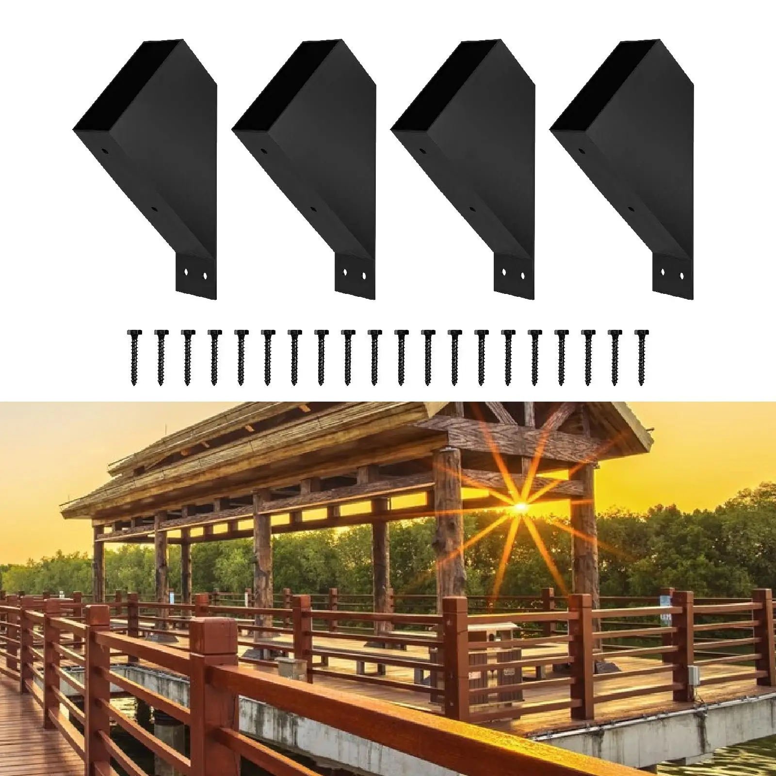 

4Pcs Pergola Brackets Sturdy 45° Angle Support Brackets for Sheds Patio Deck