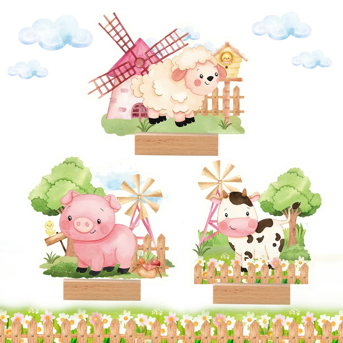 Farm Animal Theme Acrylic Pendant Birthday Party Decoration Birthday Party Supplies Farm Happy Birthday Kids Baby Shower Decor