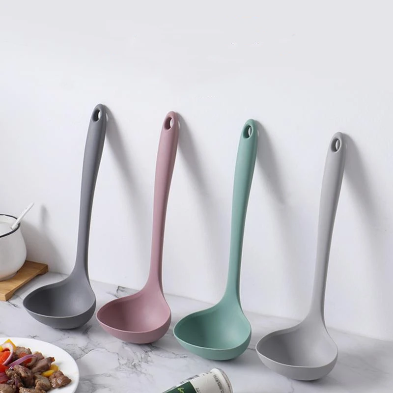 

Platinum Silicone Spoon Ramen Noodles Hot Pot Soup Ladle Kitchen Catering Tablespoons Tableware Long Handle Porridge Scoop