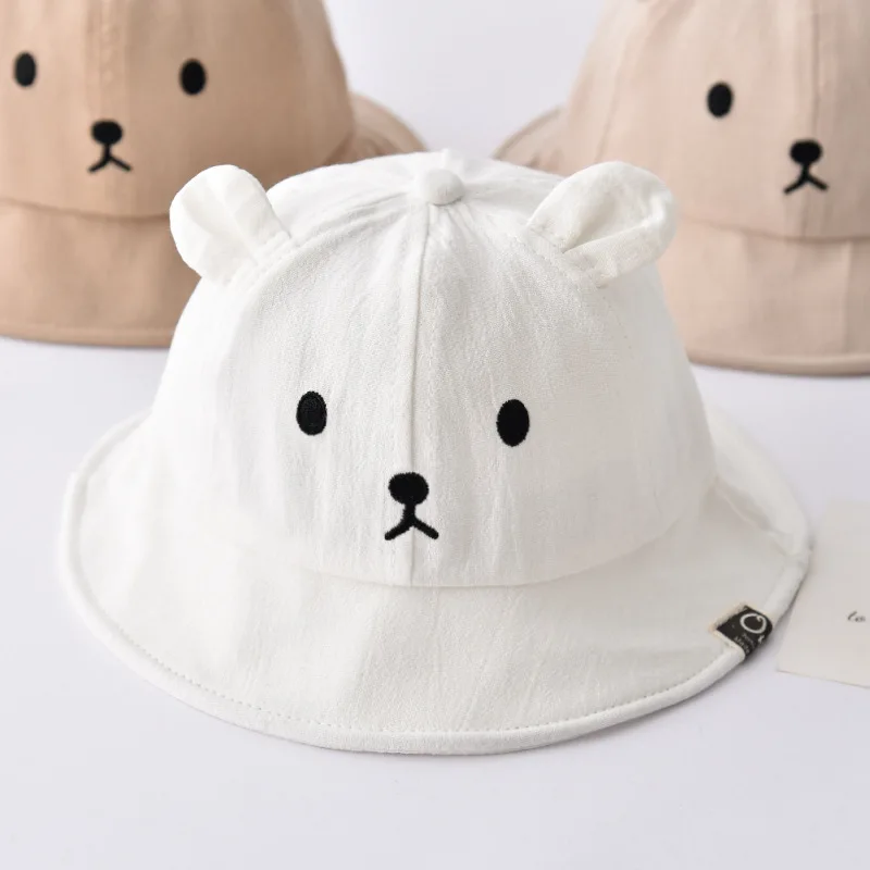 Newborn Baby Hat Infant Muslin Bucket Hat Kids Bear Ears Summer Beach Sun Caps Boys Girls Easter Hats for Toddlers 3-24 Months