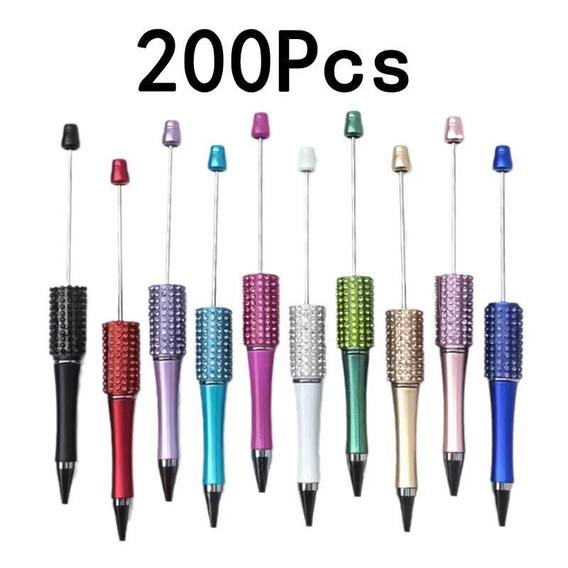 

200Pcs Diamond Bead Pen DIY Beadable Ballpoint Pens NEW Style 32 Colors