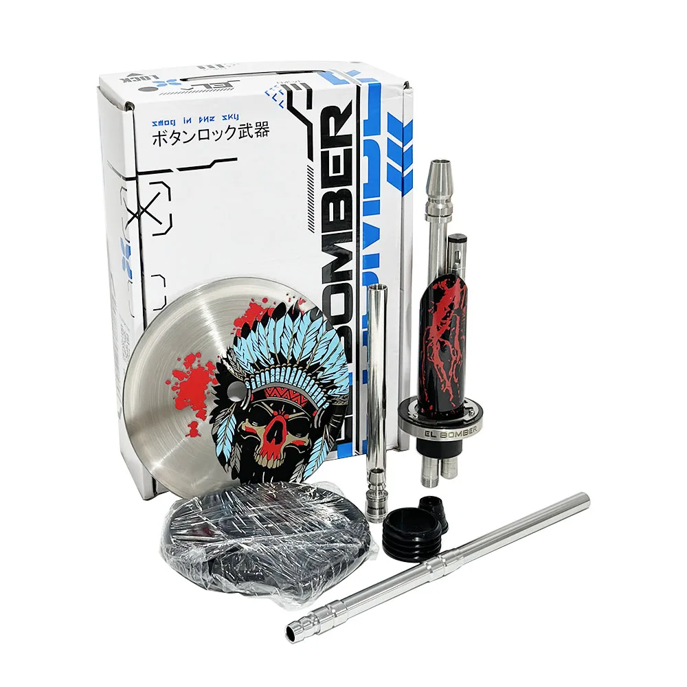 

New El Bomber Aztec Hookah Shisha Smoking Set Narguile Chicha Stainless Steel Russian Hookah Without Bottle