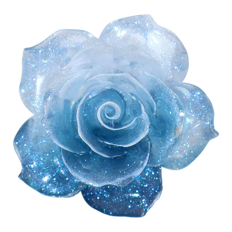 Bestes Eis durchscheinende Rose blau Rose Harz Blume Glücks tasche DIY zweifarbig leuchtende Rose Frühling Tau Material