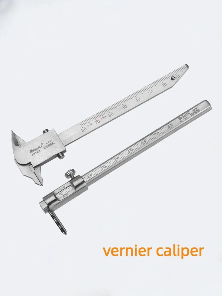 

1 шт. Tandheelkundige Orthodontische Schuif Ctrl Schuif Brug 0-80 мм Rvs Implantaat Meten Gauge Schaal Heerser Tandheelkunde Tool