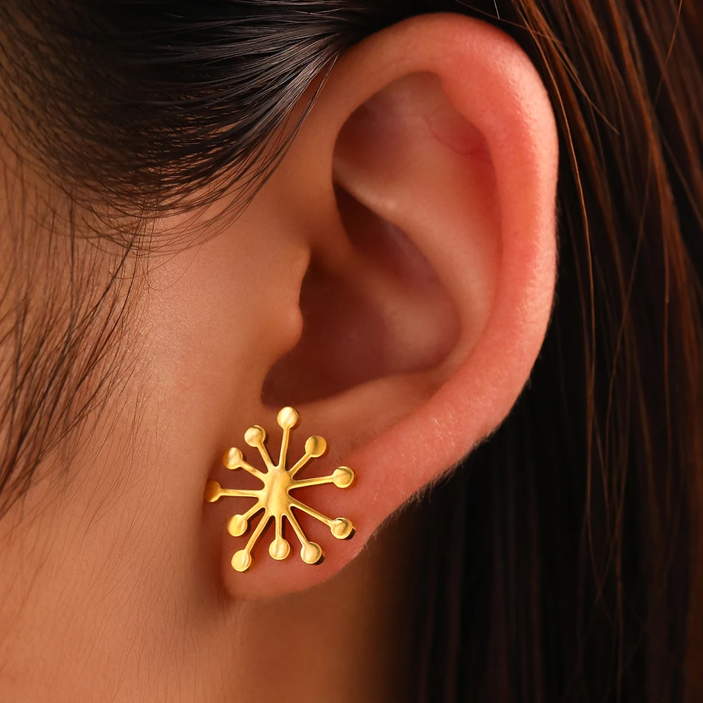 Stainless Steel Earrings Small and delicate Minimalist Romantic Exploding Fireworks Shape Sparkling Earrings For Women Jewelry