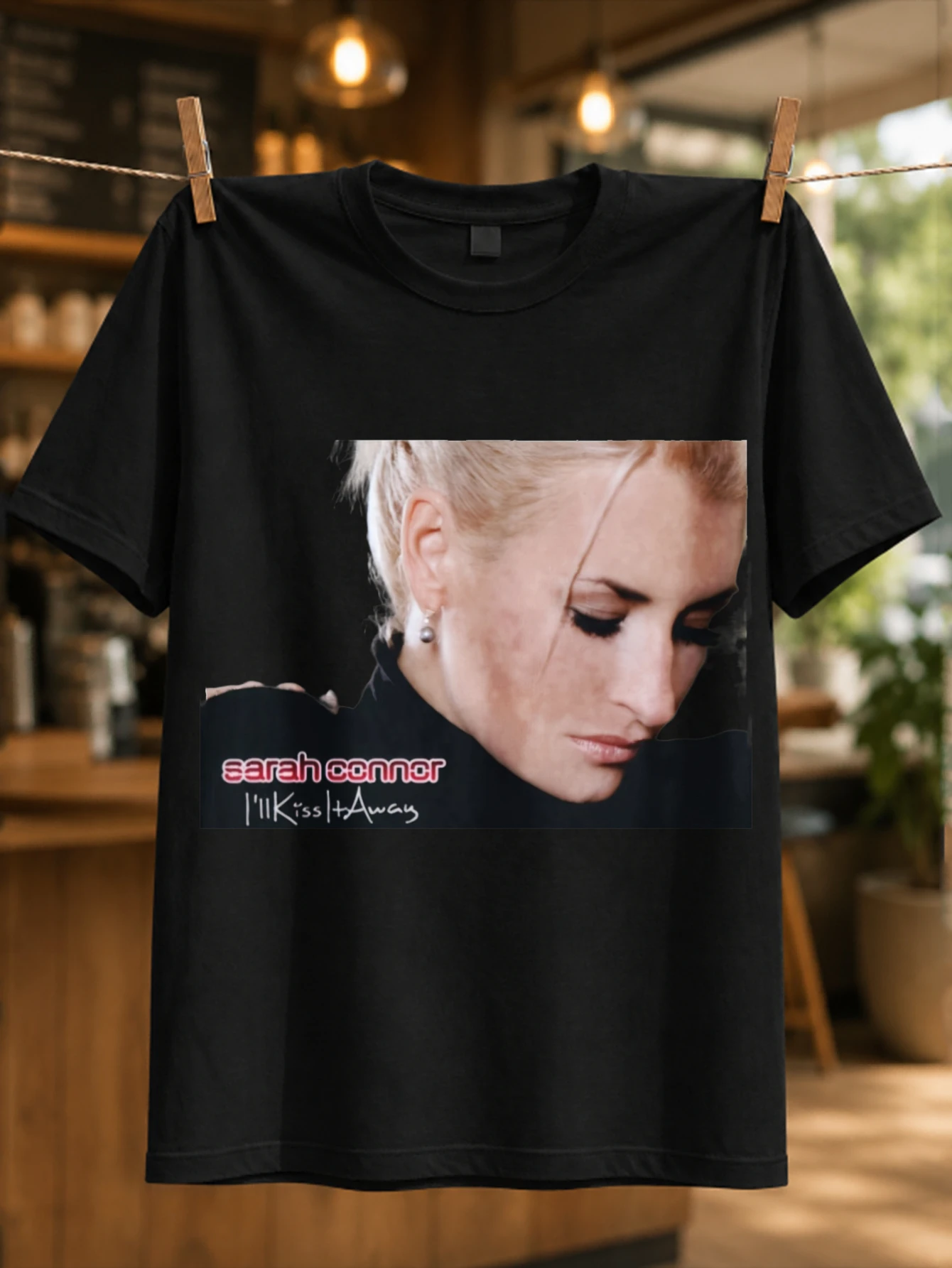 Sarah Connor Close Portrait soft side profile photo Kiss Always script red logo text and intimate  Unisex All T-Shirt