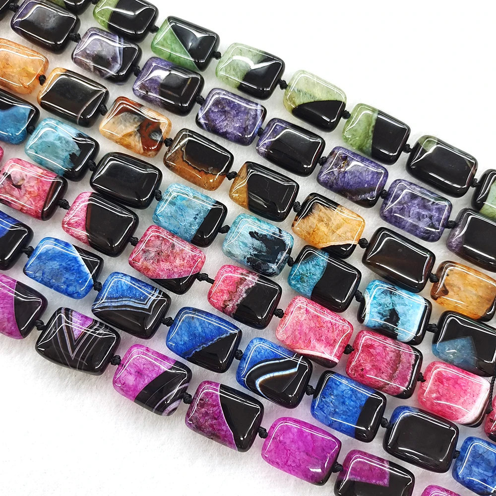 

20x15x8mm Multicolor Uruguayan Agates Quartz Druzy Rectangle Slice Beads Crystal Gemstone Bead for DIY Jewelry Making Home Decor