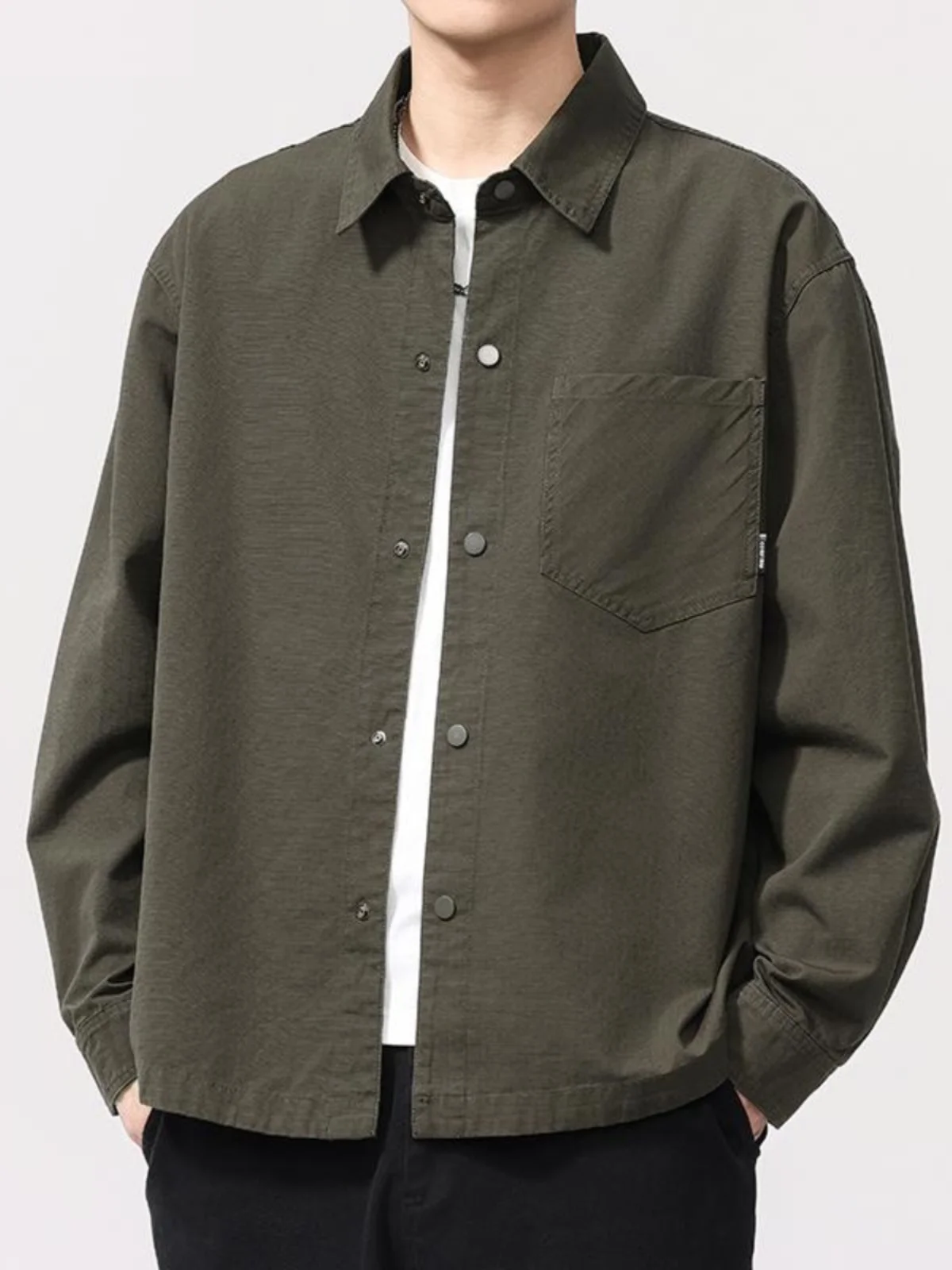 

American Sle Heavyweight Retro Workwear Long Sve irt Men's Loose Casual Cotton Outerwear Spring Trendy Brand