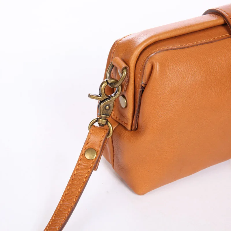 Cow Leather Crossbody Bag Women Fashion Street Bag Solid Color Bags For Students Girls Street Shopping Bag Dumpling Shape Case