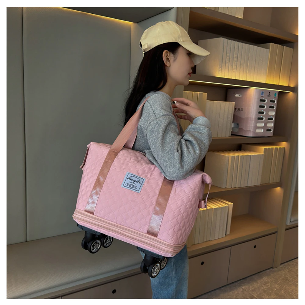 New Oxford Wheeled Travel Bag Hand Luggage Large Solid Colors Female Bags Essentials for Travel Woman Shoulder Handbags for Gym