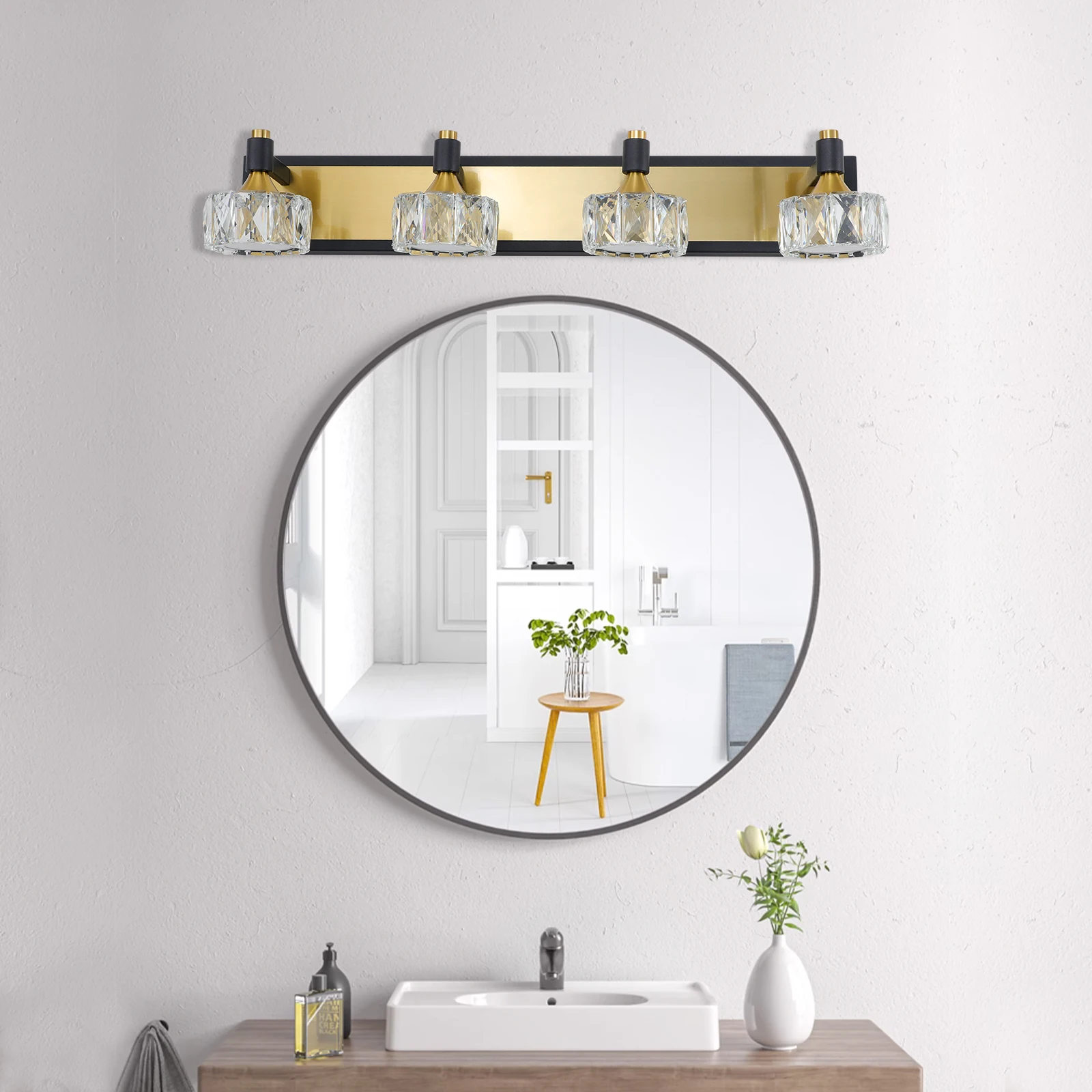 Luz LED moderna de cristal para tocador de baño, accesorios de iluminación de pared para espejo, 4 luces