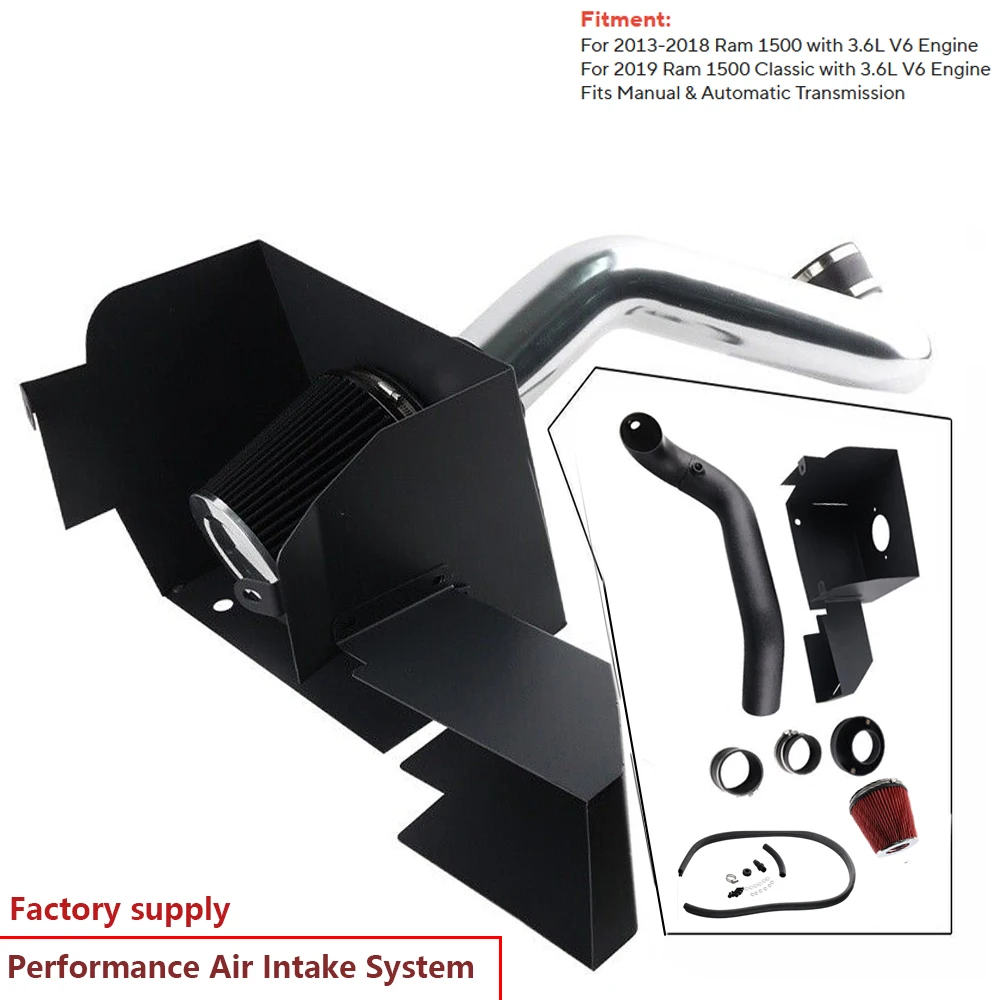 

new For RAM 1500/Classic 3.6L V6 2013-2019 Truck pickup Shield Cold Air Intake + Red Filter black